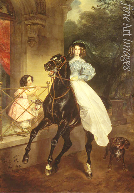 Briullov Karl Pavlovich - Horsewoman. Portrait of Giovanina and Amazillia Pacini