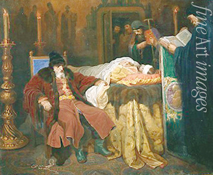 Schwarz Wjatscheslaw Grigorjewitsch - Zar Iwan der Schreckliche und sein Sohn Iwan am 16. November 1581