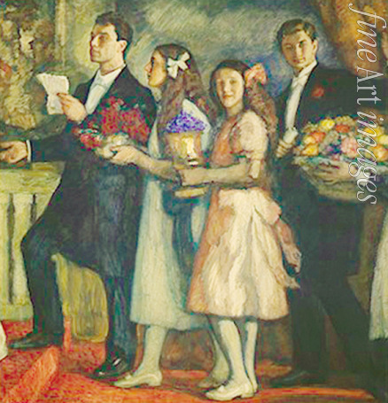 Pasternak Leonid Osipovich - Congratulation (Poet Boris Pasternak (1890-1960) with brother and sisters)