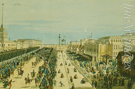 Beggrov Karl Petrovich - Public merry-making on the Admiralty Square in Saint Petersburg