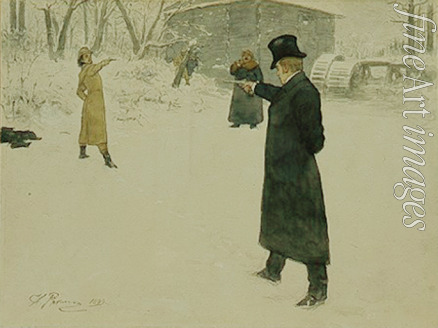 Repin Ilya Yefimovich - Duel. Illustration for the novel in verse 