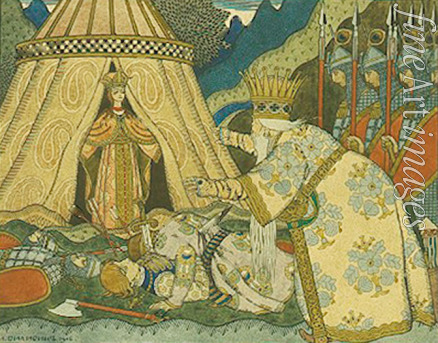 Bilibin Iwan Jakowlewitsch - Illustration zum Märchen Der goldene Hahn von A. Pushkin