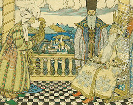 Bilibin Iwan Jakowlewitsch - Illustration zum Märchen Der goldene Hahn von A. Pushkin
