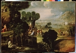 Dossi, Dosso, (Kreis von) - Landschaft mit Szenen aus dem Leben der Heiligen