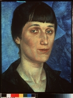 Petrow-Wodkin, Kusma Sergejewitsch - Porträt von Dichterin Anna Achmatowa (1889-1966)
