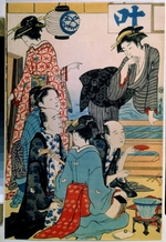 Kiyonaga, Torii - Schöne Frauen im Vergnügungsviertel (Diptychon, linkes Teil)