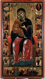 Florentinischer Meister - Madonna und Kind auf dem Thron (Mit siebzehn Szenen aus Madonnas Leben)