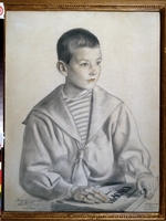 Kustodiew, Boris Michailowitsch - Porträt des Komponisten Dmitrij Schostakowitsch (1906-1975) als Kind