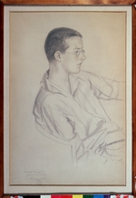 Kustodiew, Boris Michailowitsch - Porträt von Komponist Dmitri Schostakowitsch (1906-1975)