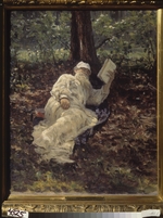 Repin, Ilja Jefimowitsch - Leo Tolstoi bei der Rast im Wald