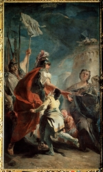 Tiepolo, Giambattista - Coriolanus vor den Toren Roms (Veturia zu Füßen des Coriolanus)