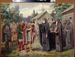 Kiwschenko, Alexei Danilowitsch - Großfürst Dmitri Donskoi besucht Sergius von Radonesch vor der Schlacht auf dem Schnepfenfeld 1380