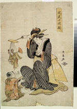 Shunsen (Shunko II.), Katsukawa - Spiel mit Marionette (Aus der Serie Die Kinderunterhaltung)