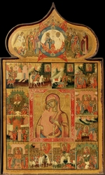 Russische Ikone - Die Gottesmutter des heiligen Theodor Stratelates mit Wundertaten