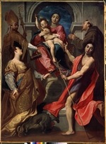 Pagani, Gregorio - Madonna und Kind mit Heiligen Franz von Assisi, Johannes dem Täufer, Margareta und Gregor dem Großen