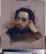 Mjasojedow, Grigori Grigorjewitsch - Porträt von Schriftsteller Wsewolod Michajlowitsch Garschin (1855-1888)