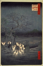 Hiroshige, Utagawa - Fuchsfeuer am Heiligabend vor dem Nesselbaum nahe Oji (Einhundert Ansichten von Edo)