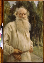 Styka, Jan - Porträt von Schriftsteller Graf Lew Nikolajewitsch Tolstoi (1828-1910)