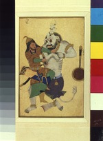 Iranischer Meister - Rostam kämpft gegen den weißen Erzdämonen (Buchminiatur aus Schahname von Ferdousi)