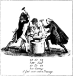 FranzÃ¶sischer Meister - Die drei Stände, die eine neue Verfassung schmieden (Karikatur der französischen Revolution)