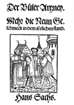 Unbekannter KÃ¼nstler - Titelseite aus dem Buch Die Lasten Arznei von Hans Sachs