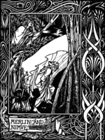 Beardsley, Aubrey - Merlin und Nimue. Illustration für das Buch Le Morte Darthur von Sir Thomas Malory