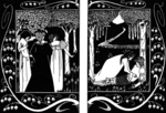 Beardsley, Aubrey - Vier Königinnen und Lancelot. Illustration für das Buch Le Morte Darthur von Sir Thomas Malory