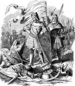 Kirchhoff, Johann Jakob - Rudolf I. vor dem Leichnam Ottokars II. auf dem Marchfeld (Illustration aus der Geschichte des deutschen Volkes von E. Duller)