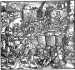 Weiditz, Hans, der Jüngere - Erstürmung einer Burg. Illustration aus dem Buch Trostspiegel von F. Petrarca
