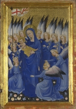 Meister des Wilton-Diptychons - Madonna mit dem Kind umgeben von Engeln (Der rechte Flügel des Wilton-Diptychons)