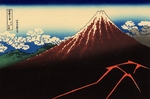 Hokusai, Katsushika - Gewitter unterhalb des Gipfels (aus der Bildserie 36 Ansichten des Berges Fuji)