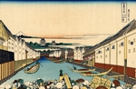 Hokusai, Katsushika - Die Nihon-Brücke in Edo (aus der Bildserie 36 Ansichten des Berges Fuji)