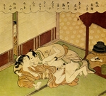 Harunobu, Suzuki - Zwei Liebenden (Shunga - Erotischer Holzblockdruck)