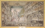 Saint-Aubin, Gabriel Jacques de - Die Aufführung von Armida im alten Auditorium des Opernhauses