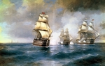 Aiwasowski, Iwan Konstantinowitsch - Brigg Merkur kämpft mit zwei türkischen Schiffe am 14. Mai 1829