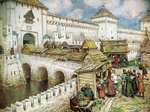 Wasnezow, Appolinari Michailowitsch - Moskau des 17. Jahrhunderts. Buchläden auf der Erlöser-Brücke