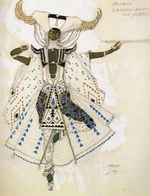Bakst, Léon - Kostümentwurf zum Ballett Der blaue Gott von R. Hahn