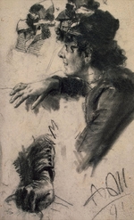 Menzel, Adolph Friedrich, von - Studie einer Frauenfigur im Profil