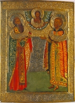 Russische Ikone - Heiliger Basilius von Ankyra und Zarewitsch Wassili Michajlowitsch