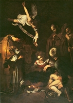 Caravaggio, Michelangelo - Weihnachten mit Heiligen Franz und Laurentius