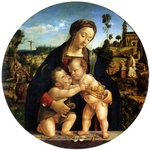 Piero di Cosimo - Madonna mit dem Kind und dem Johannesknaben (Tondo)