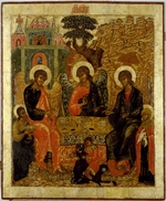 Russische Ikone - Gastfreundschaft Abrahams (Alttestamentliche Dreifaltigkeit)