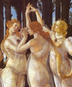 Botticelli, Sandro - Primavera (Frühling). Detail: Die drei Grazien, rechts - Porträt von Caterina Sforza