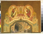Bilibin, Iwan Jakowlewitsch - Tschudow-Kloster. Bühnenbildentwurf zur Oper Boris Godunow von M. Mussorgski