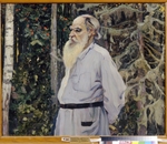 Nesterow, Michail Wassiljewitsch - Porträt von Schriftsteller Graf Lew Nikolajewitsch Tolstoi (1828-1910)