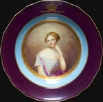Russischer Meister - Teller mit Porträt von Großfürstin Katharina Michailowna (1827-1894), Prinzessin von Mecklenburg-Strelitz
