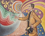 Signac, Paul - Opus 217. Auf dem Email eines rhythmischen Fonds aus Maßen und Winkeln, Tönen und Farben, das Porträt von H. Félix Fénéon im Jah