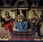 Verrocchio, Andrea del - Madonna und Kind mit Heiligen Johannes dem Täufer und Donatus von Fiesole
