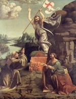 Boltraffio, Giovanni Antonio - Die Auferstehung Christi mit Heiligen Leonhard von Noblat und Lucia von Syrakus