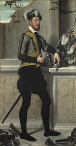 Moroni, Giovan Battista - Ritter mit seinem Turnierhelm (Il Cavaliere dal Piede Ferito, Conte Faustino Avogadro (?)